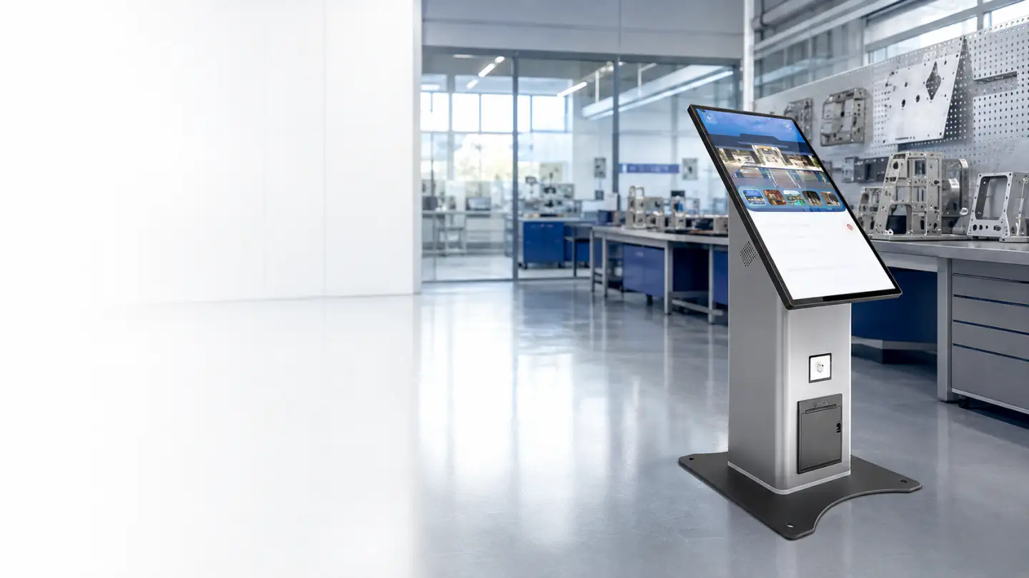 Usingwin US-K215FS-1 self-service kiosk installed in a product engineering and prototype integration laboratory